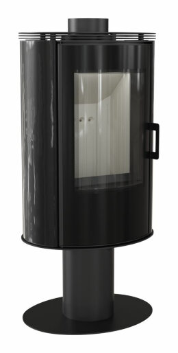 Печь-камин Kratki Koza AB S/N/O/DR GLASS (поворотная, кафель черный)